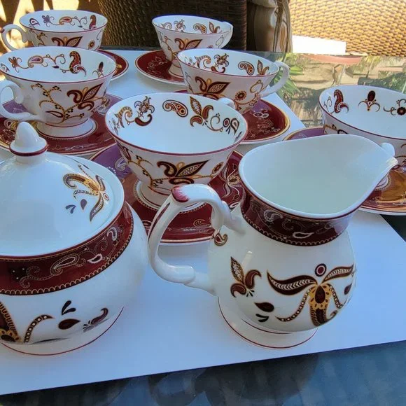 LEFARD TEA SET with( 6 X Teacupsand Saucers), 1x Sugar Bowl, 1x Milk Jug Coffee & Tea Accessories